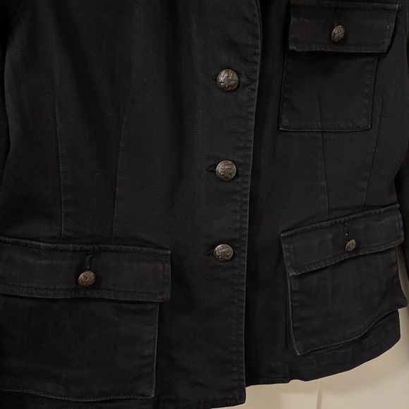 Lauren Jeans Co. Ralph Lauren Women's Black Denim Field Utility Jacket Size M - Picture 2 of 10